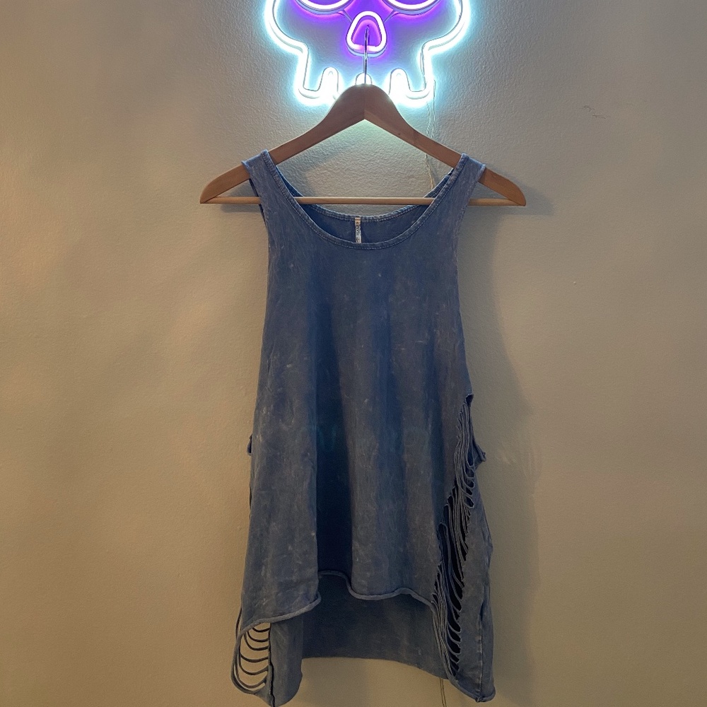 Blue  or Brown Distressed Tank Top